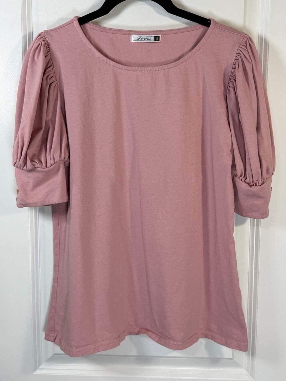 DOROSE Women's Puff Sleeve Button Cuff Top, Size M